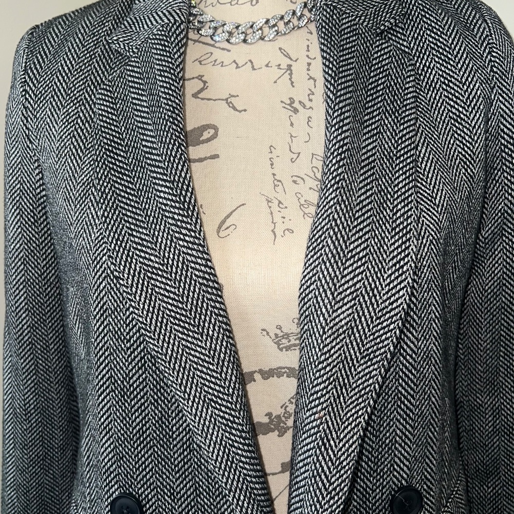 H&M Herringbone Patterned Double-Breasted Blazer - image 3